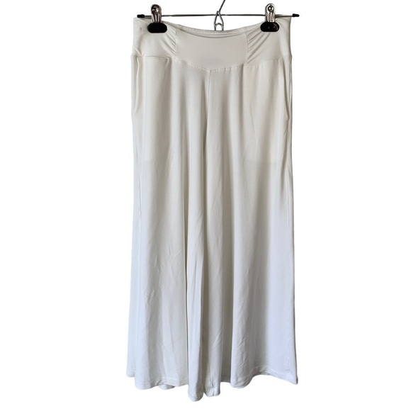 LNBF Bamboo Viscose High Rise White Wide Leg Culottes Women's XS Capris Cropped - Picture 5 of 8